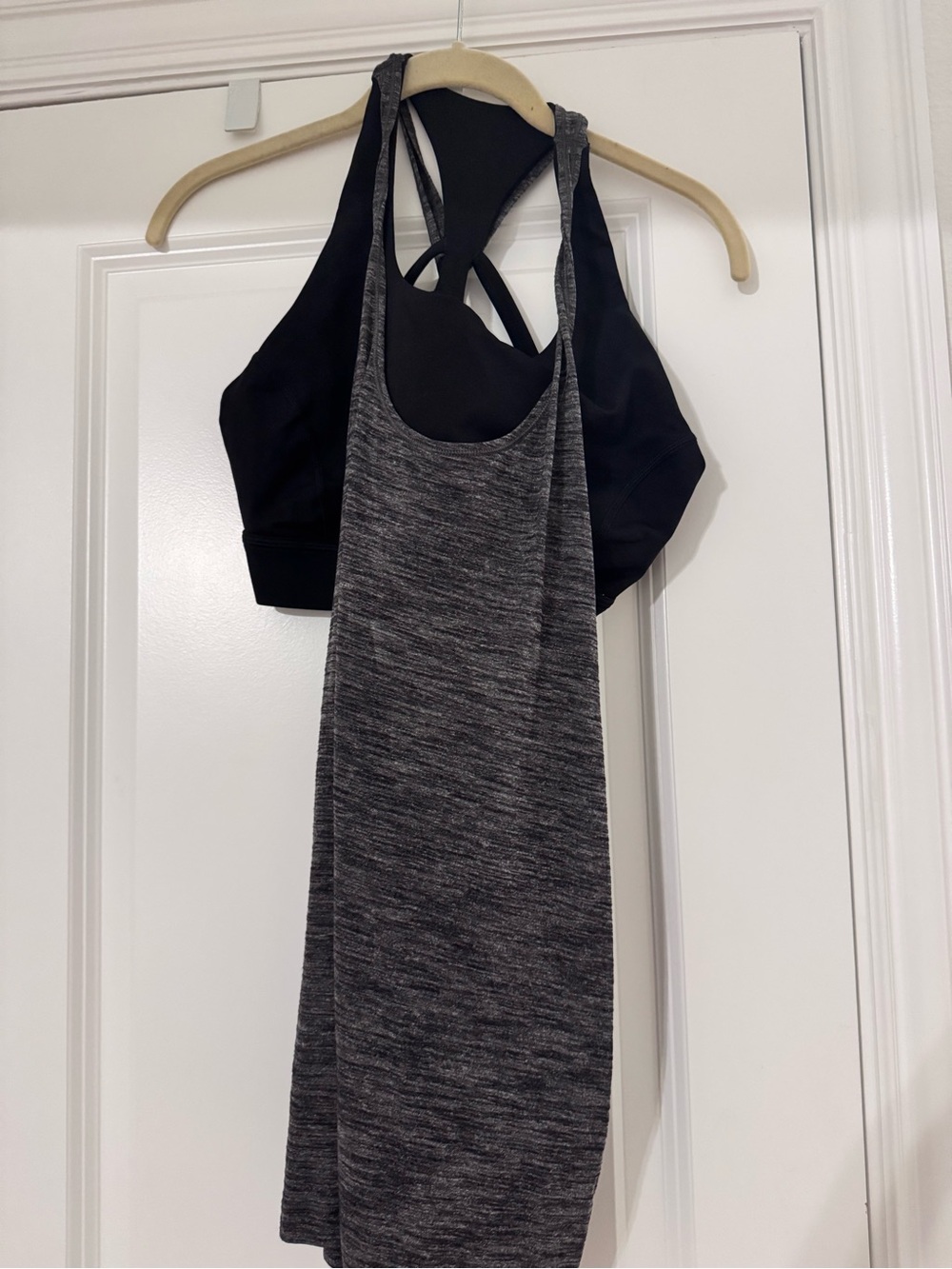Black Sports Bra with Charcoal Grey Tank Layer LULULEMON